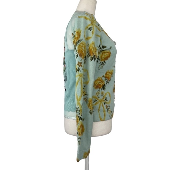 parfait FLORAL PRINT SHEER BACK CARDIGAN WITH W.D.N.Y. SILK SHELL - Picture 8 of 14